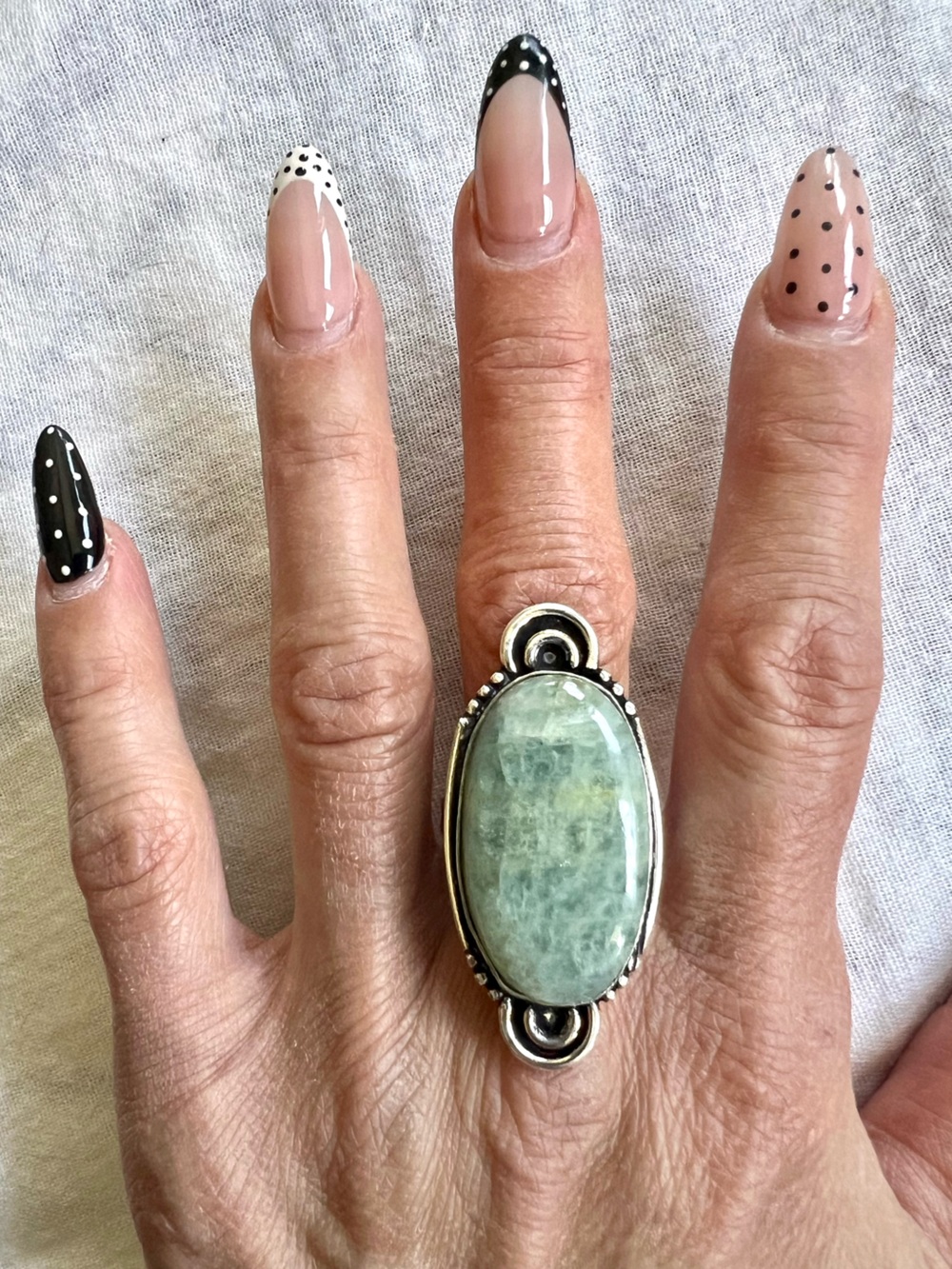 925 AQUAMARINE! Prophet Stone Ring 10.5 - Picture 4 of 7